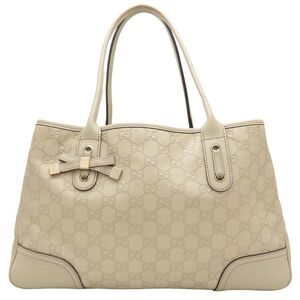 GUCCI White Leather Tote Bag